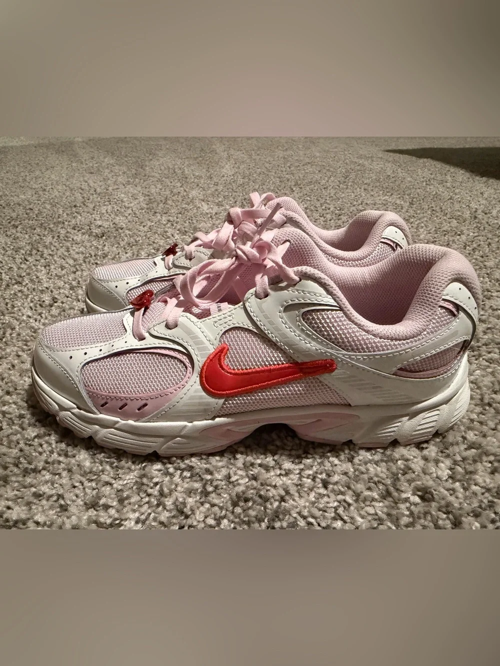 Nike Kids Pink and White Heart Accent Sneakers